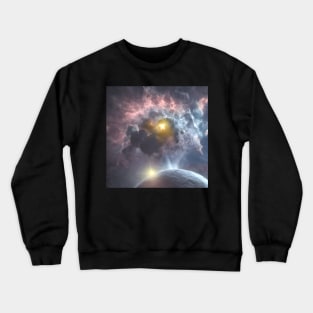 Planets Nebula Cloud In Dark Space Crewneck Sweatshirt